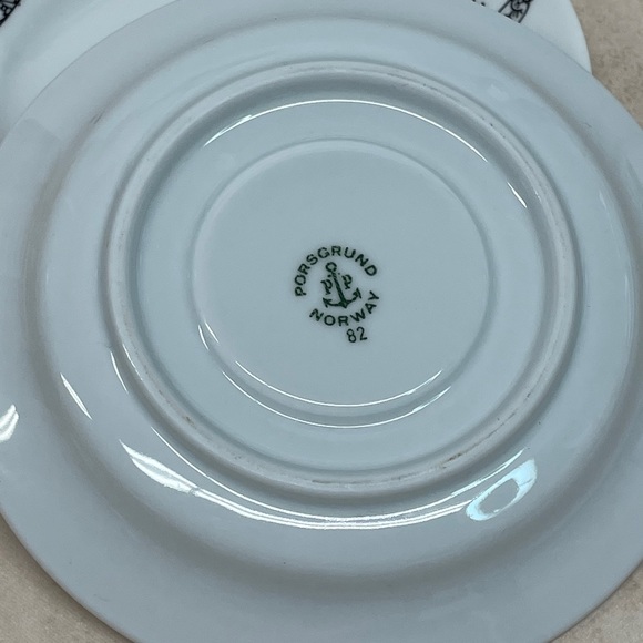 Porsgrund Norway Demitasse Cups & Saucers Porcelain RARE Set of Two - Picture 9 of 10
